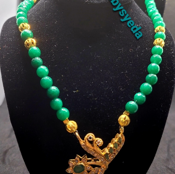 NATURAL STRAND GREEN EMERALD ROUND BEADS NECKLAC - Picture 7 of 9